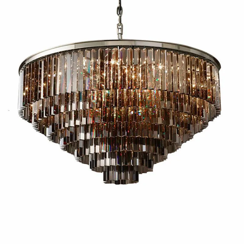 Crystal chandeliers light Multi-layer Crystal Hanging Light LED Chrome body Round  Living Room Sitting Retro Dining chandelier