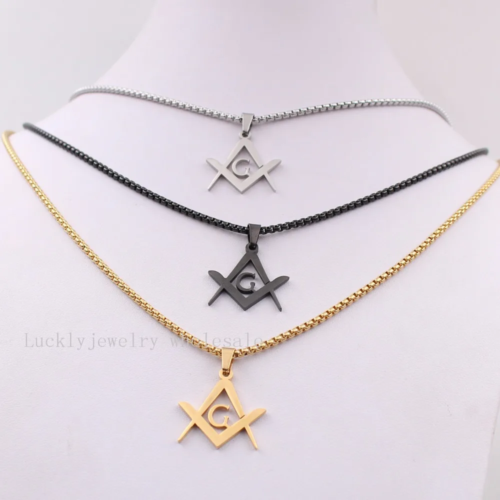 Stainless Steel Masonic Symbol Pentagram religion Jewelry Men\'s Rolo CHAIN necklace 24inch