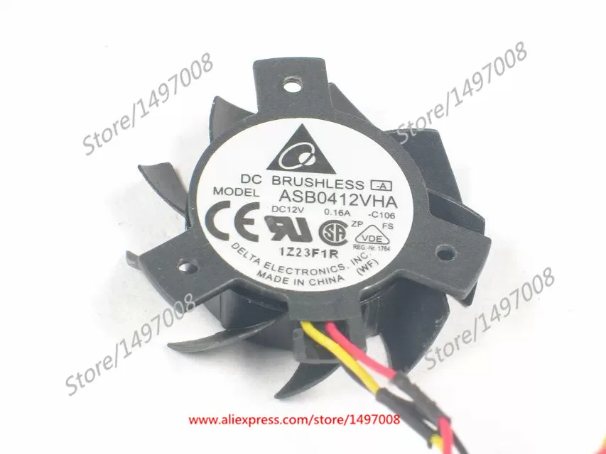 

Delta Electronics ASB0412VHA C106 DC 12V 0.16A 23x23x20mm 3-Wire Server Cooling Fan