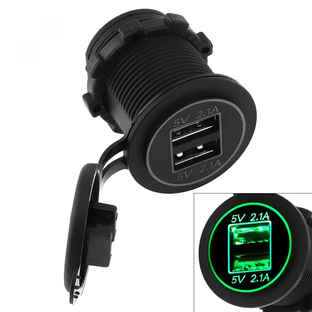 

5V 4.2A Waterproof Double Aperture Dual USB Vehicular Charger Adapter Applicable for Auto / Motorbike / Boat