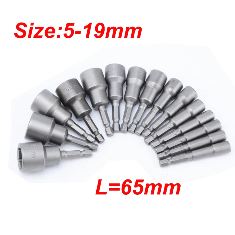 16pcs 5-19mm Professional Magnetic Nut Driver Set Metric Socket 1/4