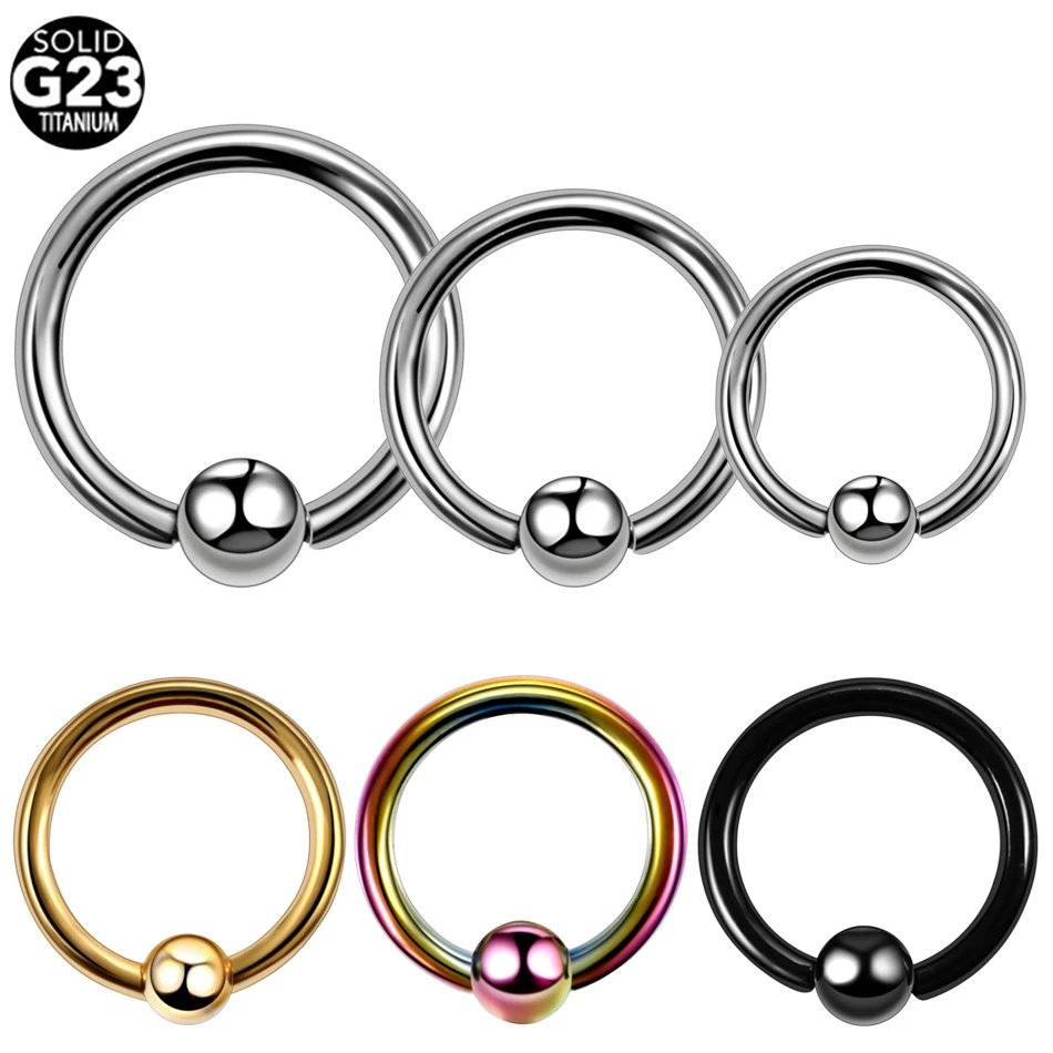 

1PC G23 Titanium Nose Rings Ear Septum Helix BCR CBR Captive Bead Rings Piercings Labret Lip Eyebrow Earring Tragus Body Jewelry