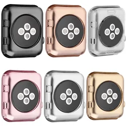 New 6 Colors Gold Plating Soft Silicone Case for Apple Watch Series 1 2 3 Cover Full Body Protection Watch Cover 42mm 38mm