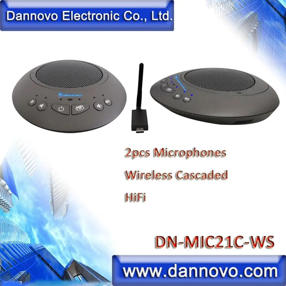 Free Shipping: DANNOVO 2x Wireless Microphones Cascaded for Big Room, WebEx, Microsoft Lync, Skype, BlueJeans, Zoom & Jabber