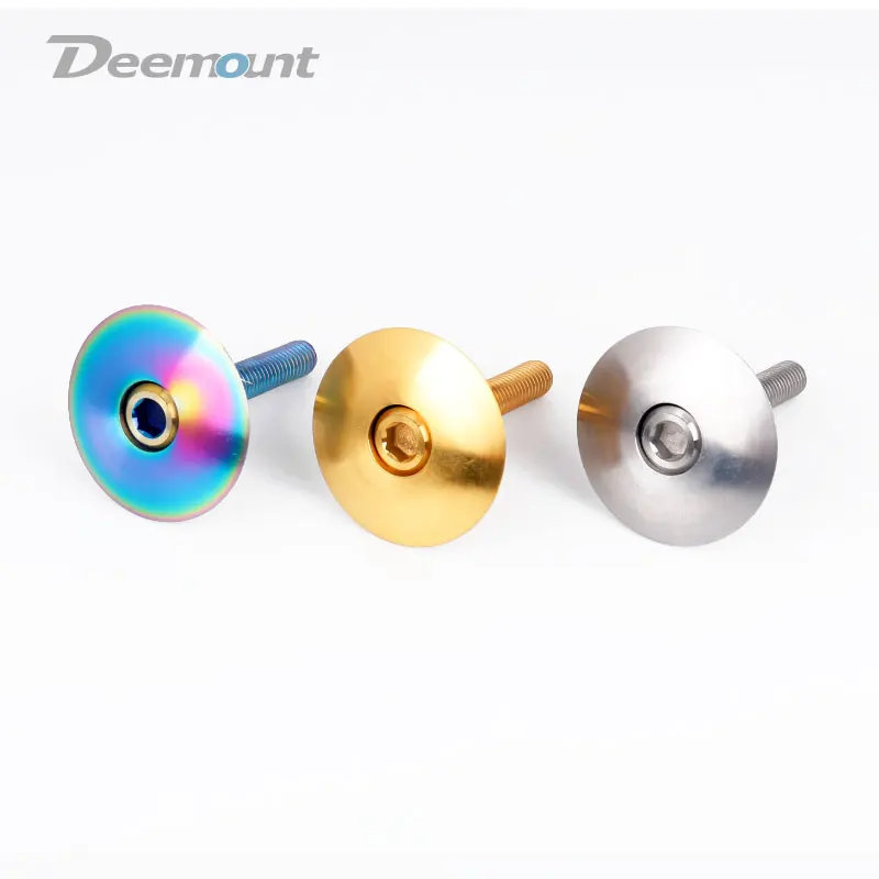 Deemount Titanium Cap W/ M6*35mm Bolt For Bicycle Headset Stem Top Lid Cover Fits 1 1/8