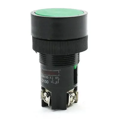 21mm Thread Mounted SPDT 3P Momentary Green Pushbutton Switch 600VAC 10A