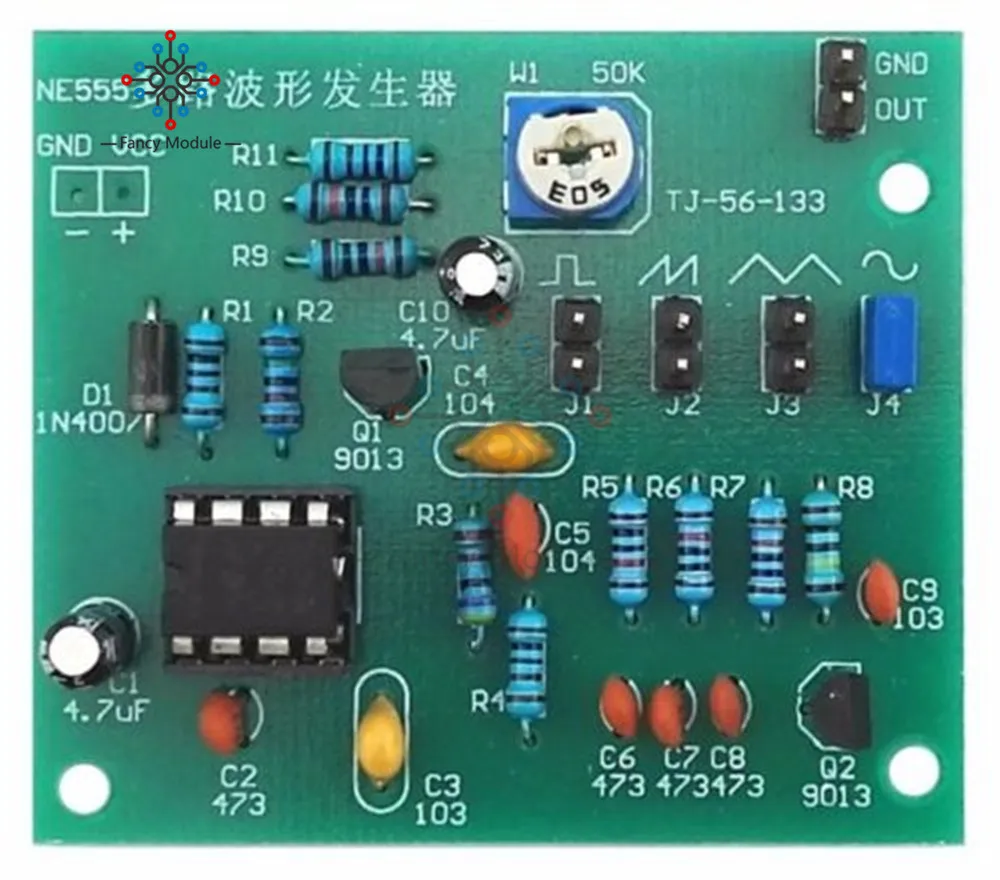 NE555 Multi-Channel Waveform Generator Module Sine Triangle Square Wave DIY Kits