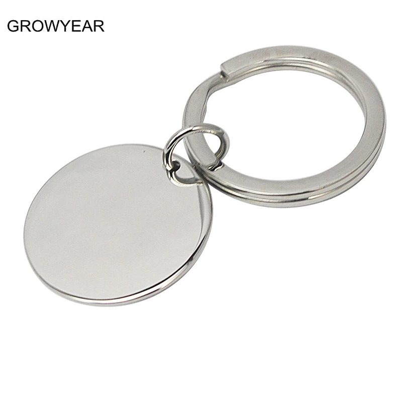 Logo Stainless Steel Crafts Unisex Blank Round Keychains Silver Color NOT INCLUDING LASER ENGRAVE COST