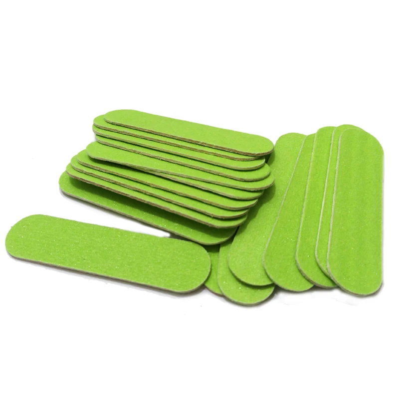 100 Pcs Mini lime per unghie carta vetrata per unghie artificiali tamponi per rimozione cuticole usa e getta Slim Crescent Grit Callus strumenti per Nail Art