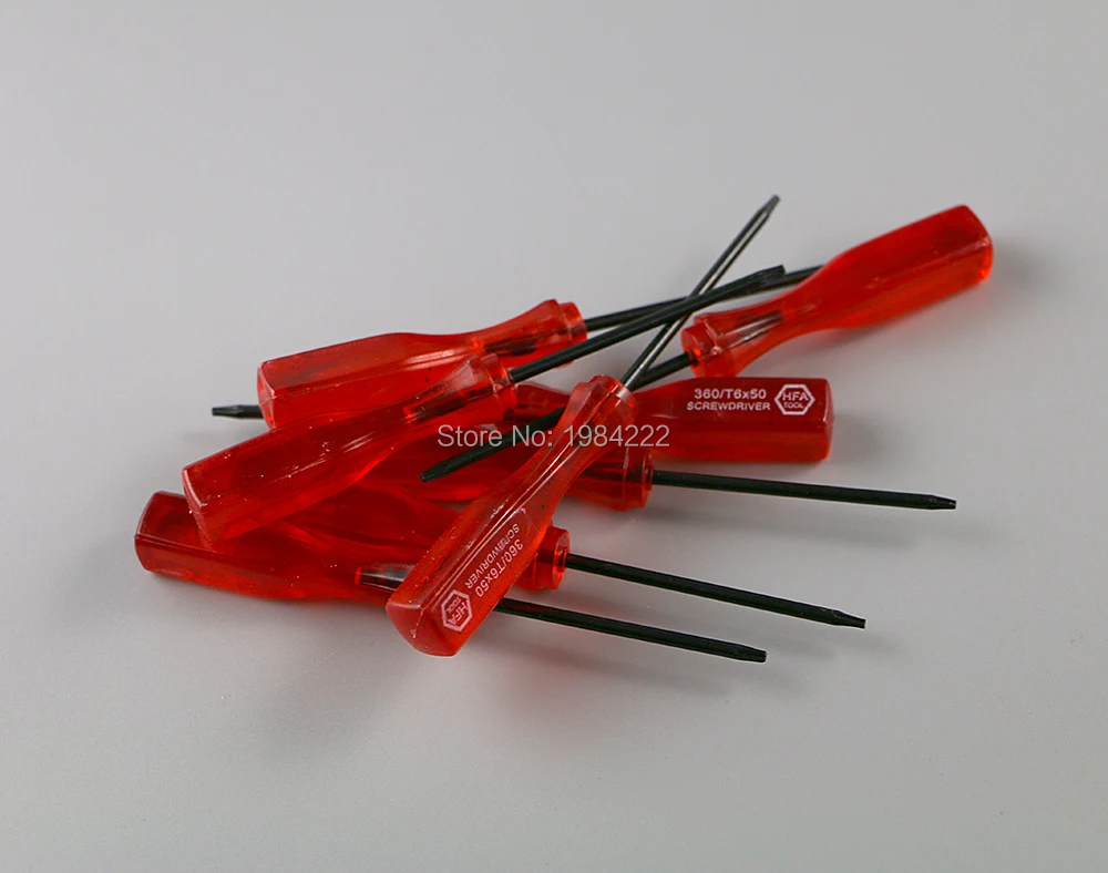 60 stks/partij helder rood Torx T6 Schroevendraaier T6 Schroevendraaier voor Xbox360 xbox 360 Draadloze Controller
