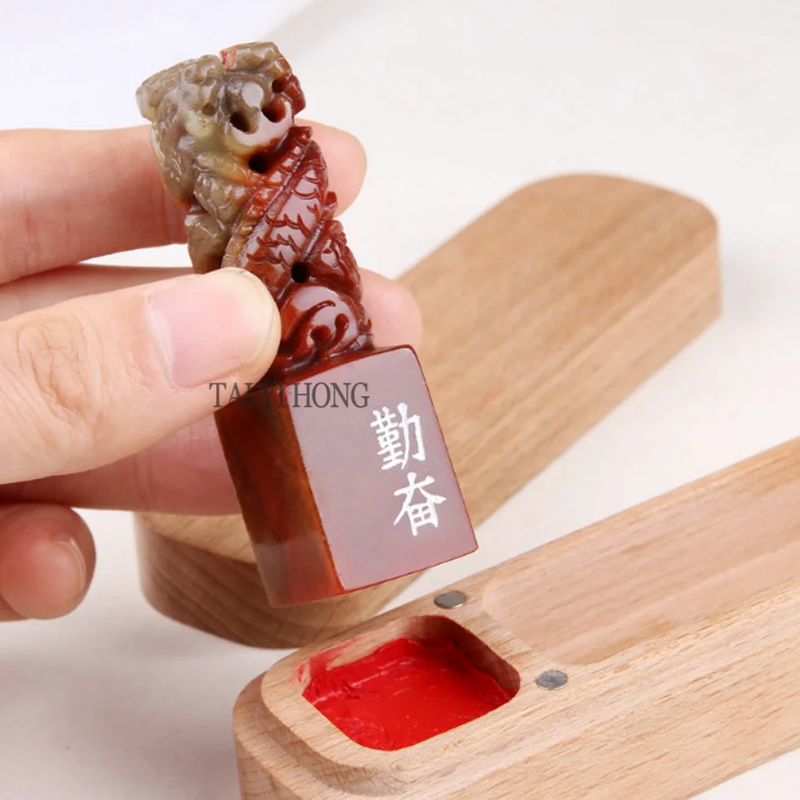 Best Chinese office stamp seal set Stamp stone red inkpad Wood box for painting calligraphy art set