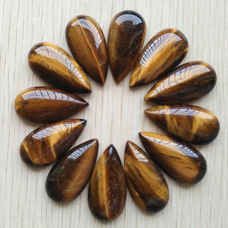 Fashion high quality natural tiger eye stone water drop cab cabochons beads 15x30mm for Jewelry making free Wholesale 24pcs/Lot