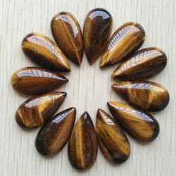 Fashion high quality natural tiger eye stone water drop cab cabochons beads 15x30mm for Jewelry making free Wholesale 24pcs/Lot