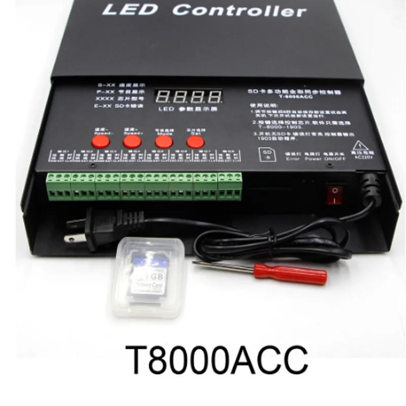 K-1000C T-1000S SD Card APA102 SK6812 WS2812B WS2811 SK9822 LED 2048 Pixels T-4000C T-8000A RGB Program full color Controller