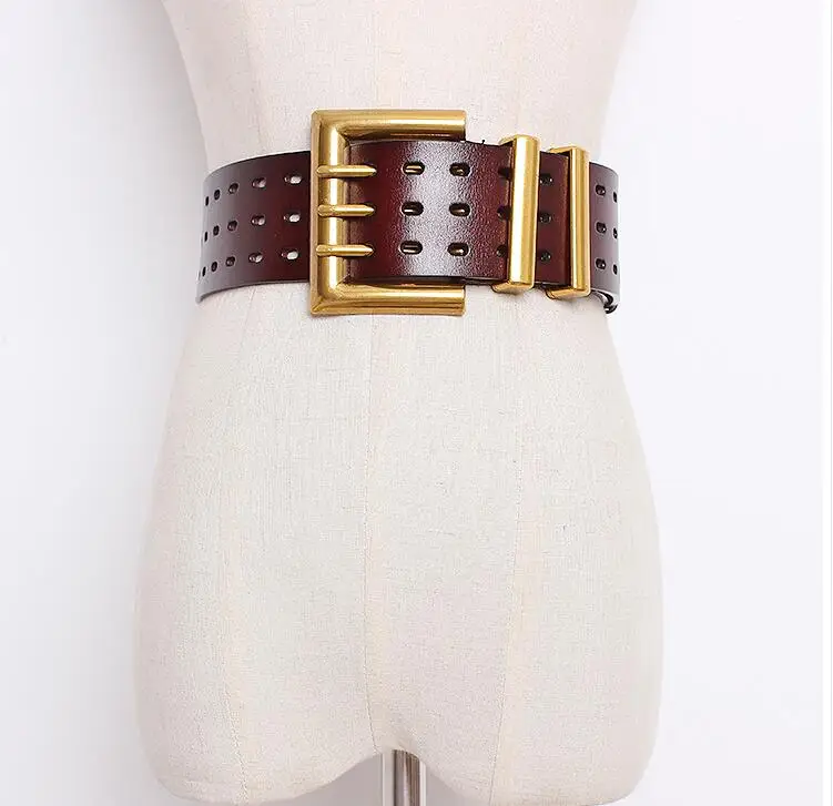 Women's runway fashion genuine caw leather Cummerbunds female Dress Corsets Waistband Belts decoration wide belt R1652