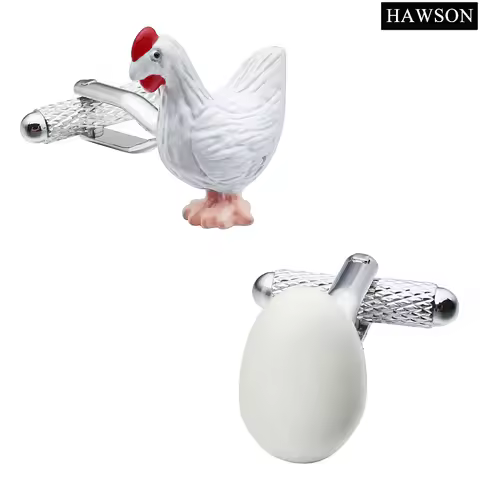 HAWSON Mens Shirt Jewelry Funny Hen and Egg Cufflinks New Design Animal Cufflink for Boys