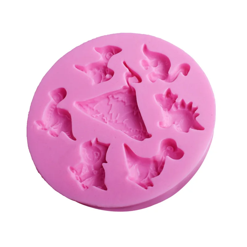 Aomily 7 Holes Multi Dinosaur Shaped Silicone Chocolate Cookies Cake Mold Silicone Soap Candy Fondant Chocolate Kitchen Mould