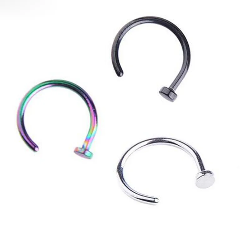 1Pc Stainless Steel 6/8/10mm Nostril Nose Hoop Stud Ring Clip On Body Fake Piercing Jewelry Accessory