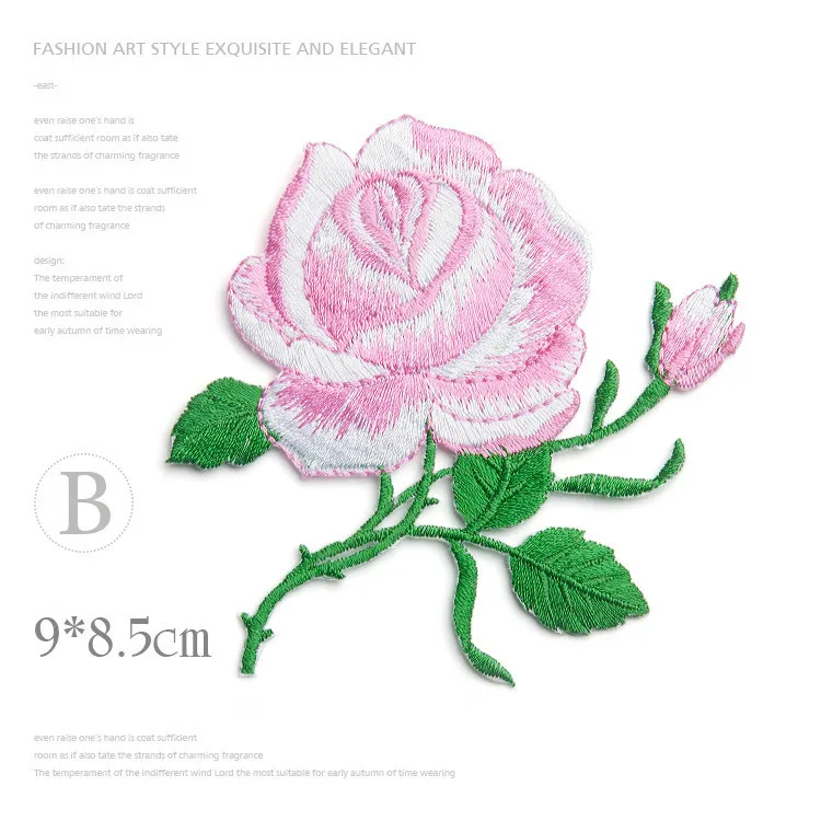 1Pcs Delicate Rose Embroidery Iron on Sew on Patches for Clothing Applique DIY Hat Coat Dress Pants Accessories Cloth Sticker