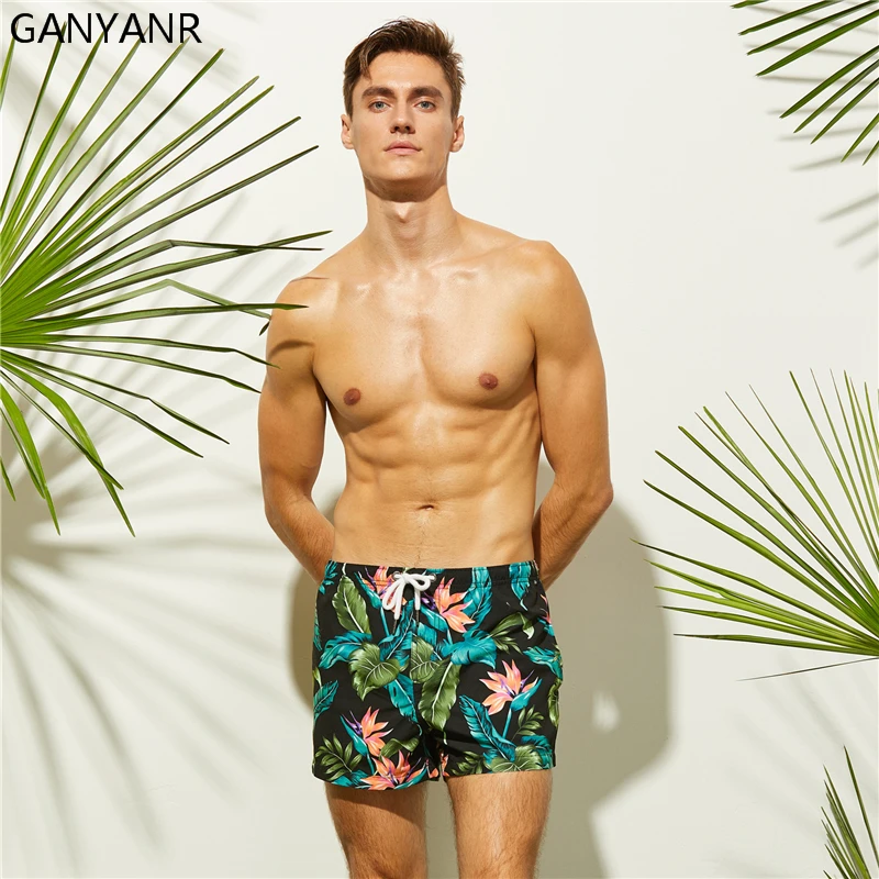 GANYANR Mens Nuoto Shorts Costumi Da Bagno di Società di Nuoto Shorts Spiaggia Bermuda Da Surf Wear Boxer quick dry Costumi Da Bagno Costumi da