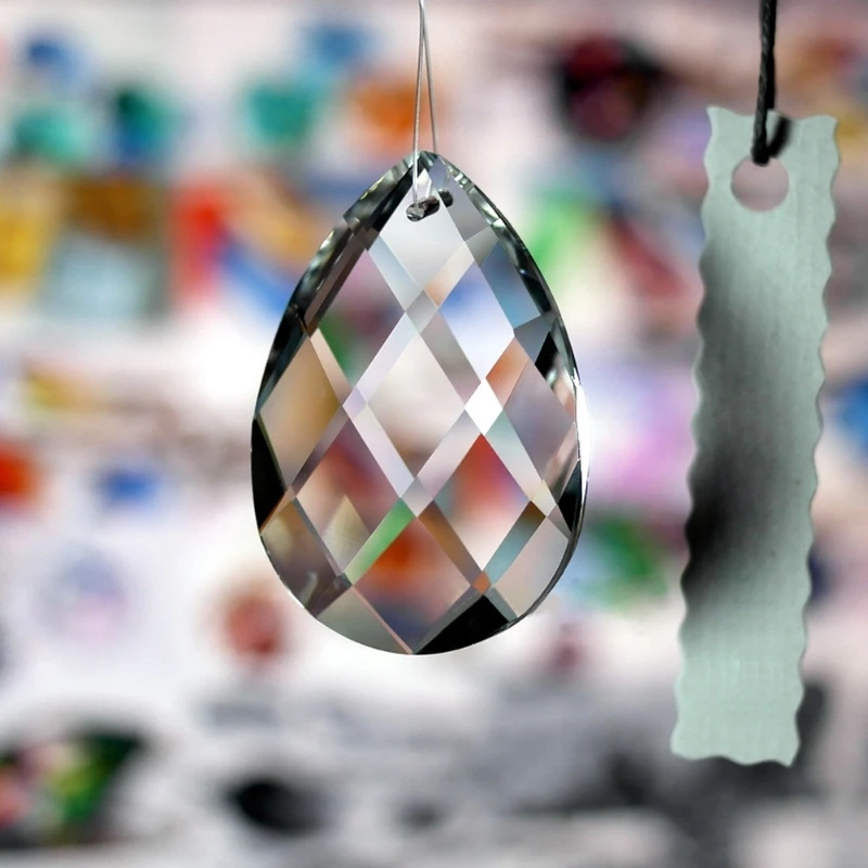 1pc Grid Clear Chandelier Glass Lamp Prisms Parts Hanging Drops Pendants 38mm