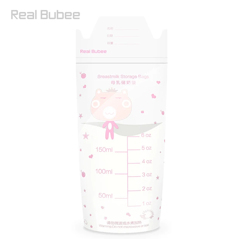 RealBubee – sacs de conservation des aliments pour bébé, 150ML x 30 pièces, sans PBA, sachets de stockage du lait maternel, boîtes de rangement, sac frais, meilleure utilisation avec tire-lait