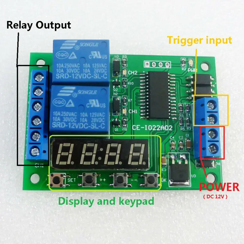 12V 2CH For LED PLC Home Lamp Motor of the Multi-function Delay Relay Timer Control Switch