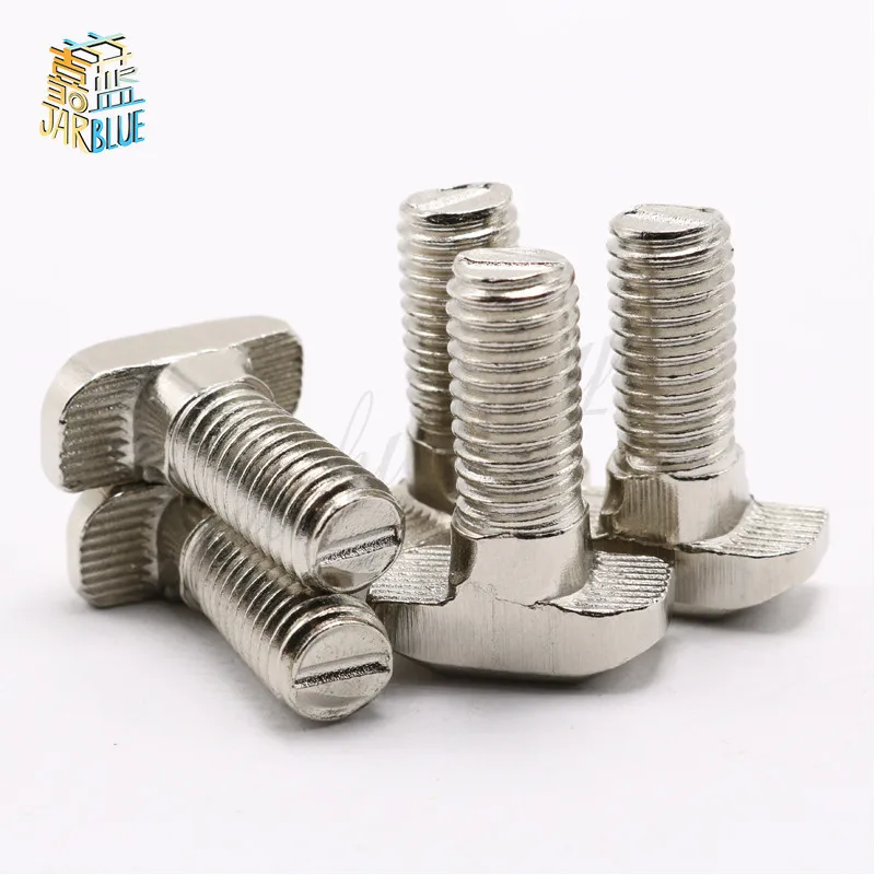 10/50pcs 2020 Series M5 Hammer Head T Bolt Screw Nickel Plated For 2020 Aluminum Profile T-slot M5*10/12/16/20/25mm