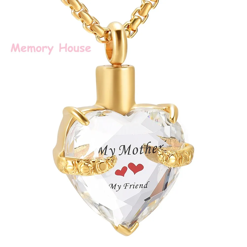 

JJ001 DIY Engraving My Mother My Friend Birthstone Cremation Necklace For Women Gifts Stainless Steel Memorial Urn Ashes Jewelry