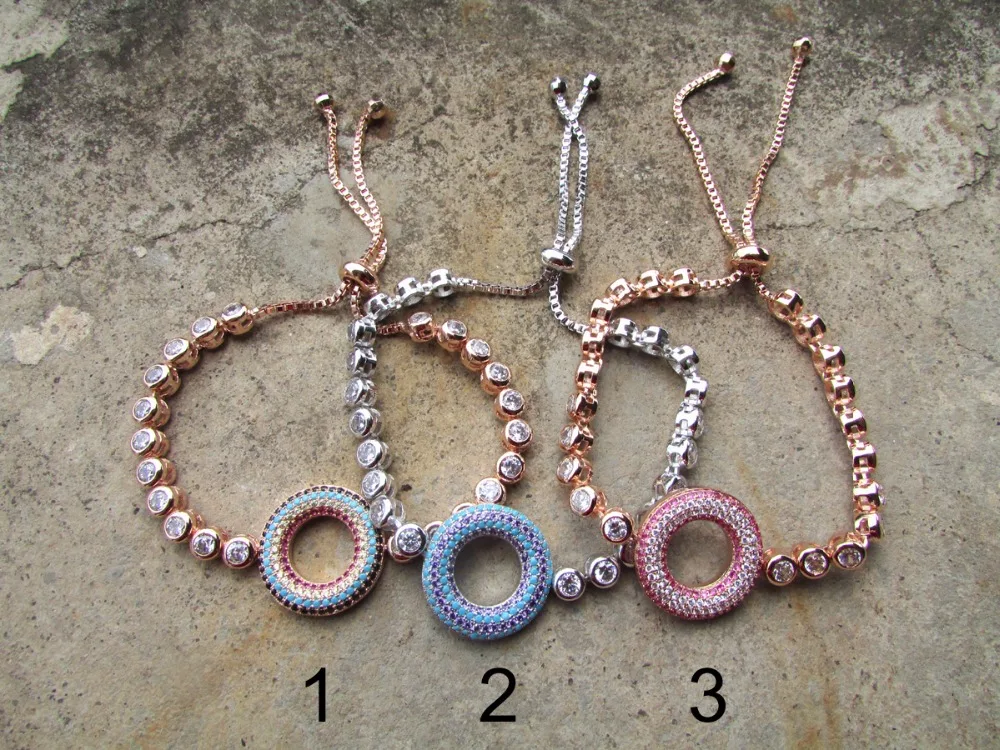 2022 promotion becautiful micro pave circle cz tennis girl adjust bracelet bangle on sale