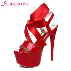 Lasyarrow Donne Sexy Scarpe Open Toe Lace up Tacchi Sandali Donna sandali Piattaforma Scarpe Tacchi Sottili Cross-tie scarpe femminile RM062