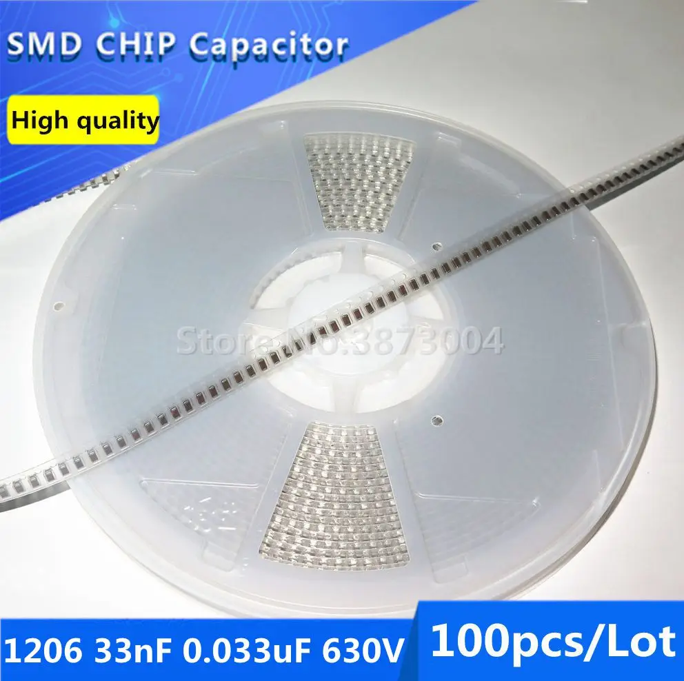 100pcs 1206 33nF 0.033uF 630V 10% Thick Film Chip Multilayer Ceramic Capacitor