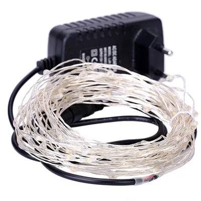 Kerst Koperdraad 10M 100LED Fairy Lights Met 2A Power Adapter Warm Wit Led String Licht Nieuwjaar Wedding decoratie 1Pc