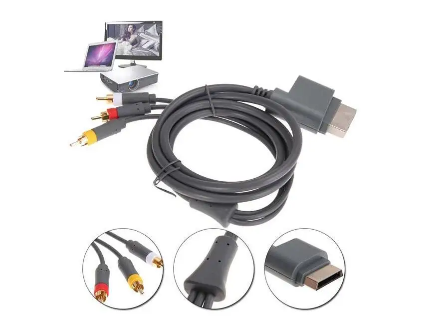 

500pcs/lot HD TV Component Composite Audio Video AV Cable Cord for Microsoft Xbox 360 High Quality