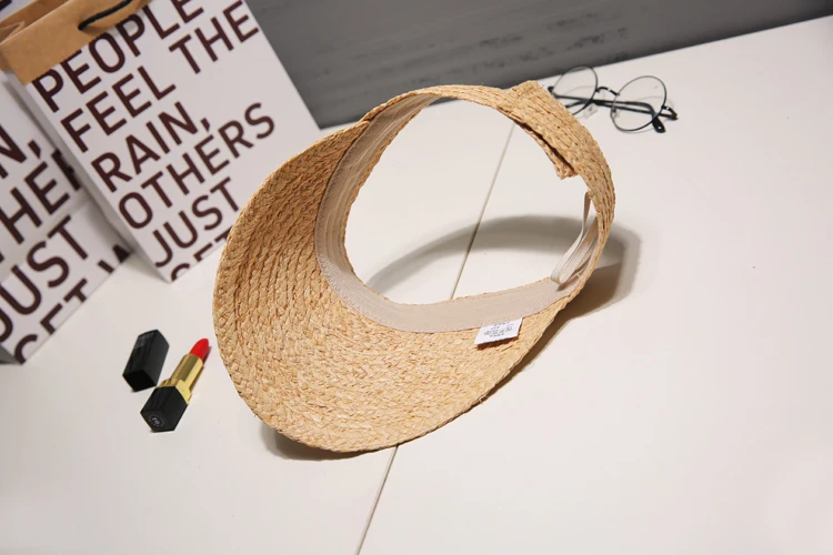 2019 simple ladies uv roll up korean sun visor hat women sun visor straw raffia sun visor caps straw visor