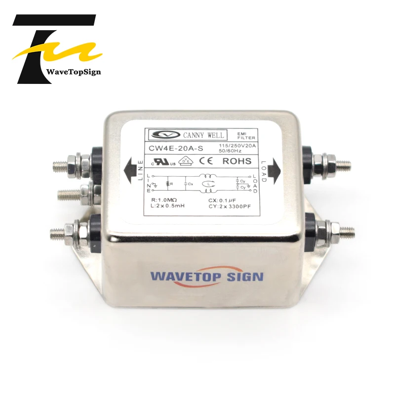 CANNY WELL Power filtr EMI CW4E-10A 20A 30A 40a-s jednobiegunowy łącznik filtra jednofazowy AC 220V oczyszczanie przeciwzakłóceniowe