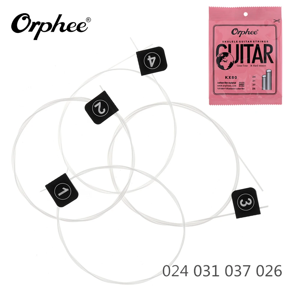 

4pcs/set Orphee Ukulele Strings Set 024 031 037 026 White Nylon Carbon Fiber String Ukulele Accessories with Great Tone