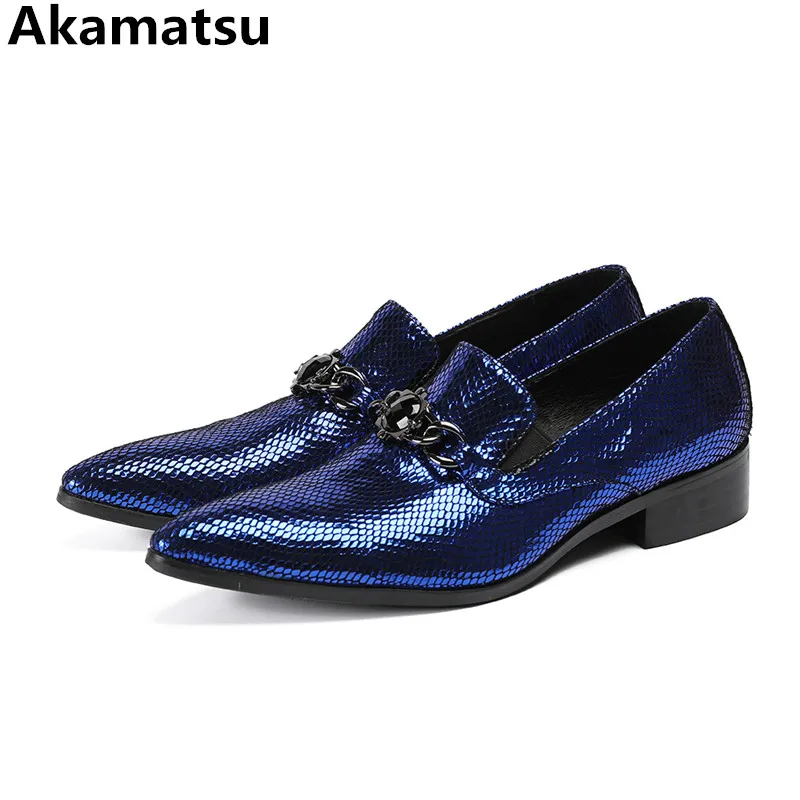 

handemade classic blue spiked loafers pointed toe braided leather prom shoes slip on men's shoes sapato masculino size47 2018