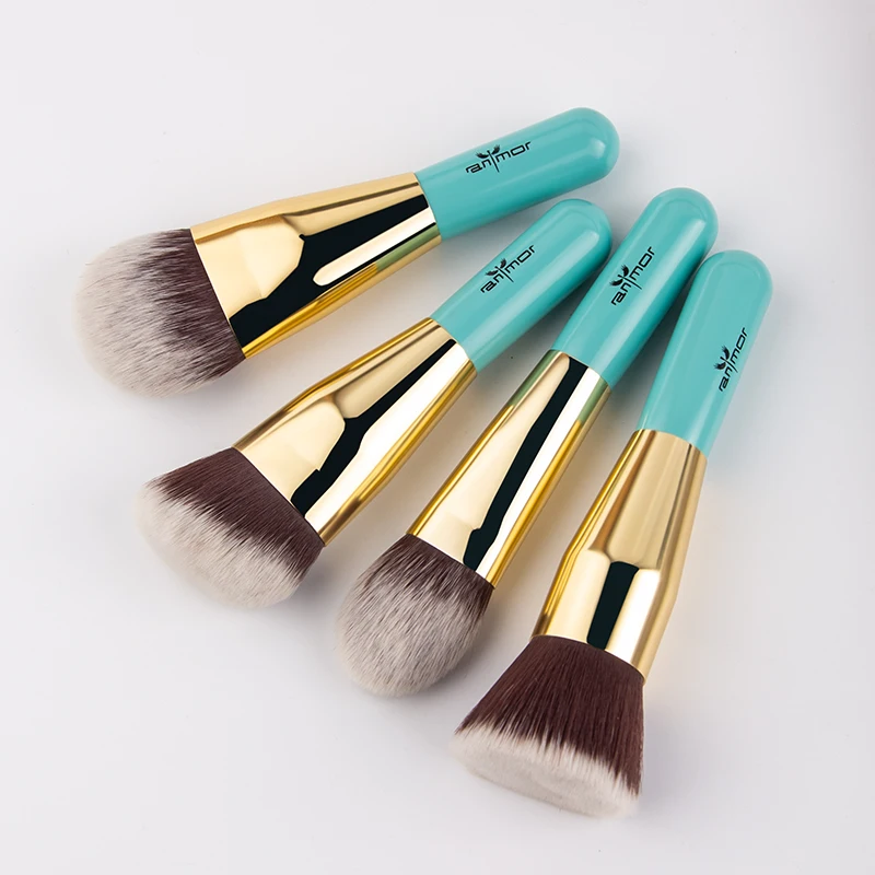 Anmor High Quality 4 pcs Makeup Brushes Synthetic Hair Make Up Brush Foundation Powder Makeup Brush Set Travel Cosmetic Tool Kit