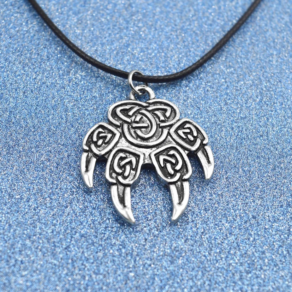 Celti Knot Slavic Wolf Claw Charm Lewis Pendant Necklace Antique Jewelry Odin \'s Symbol of Norse Viking Colier