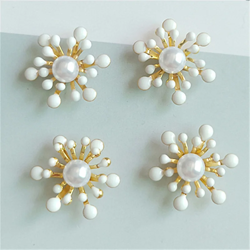 10 pcs/lot Alloy Creative Gold Pearls Rhinestone Buttons Ornaments Earrings Choker Hair DIY Jewelry Accessories Handmade