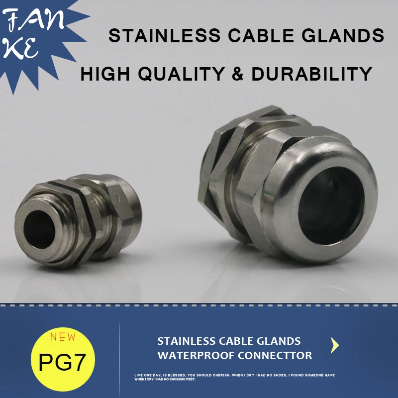 1piece PG7 Cable Distributors Stainless Cable Gland IP68 Cord Grips For 3-6.5mm stainless steel wire rope