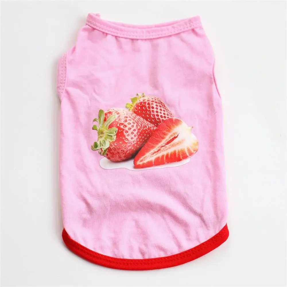 2024 Summer Breathable Dogs Vests Soft Cotton Small Chihuahua Clothes Printed Strawberry Cats Use Fashion Style Pet Products