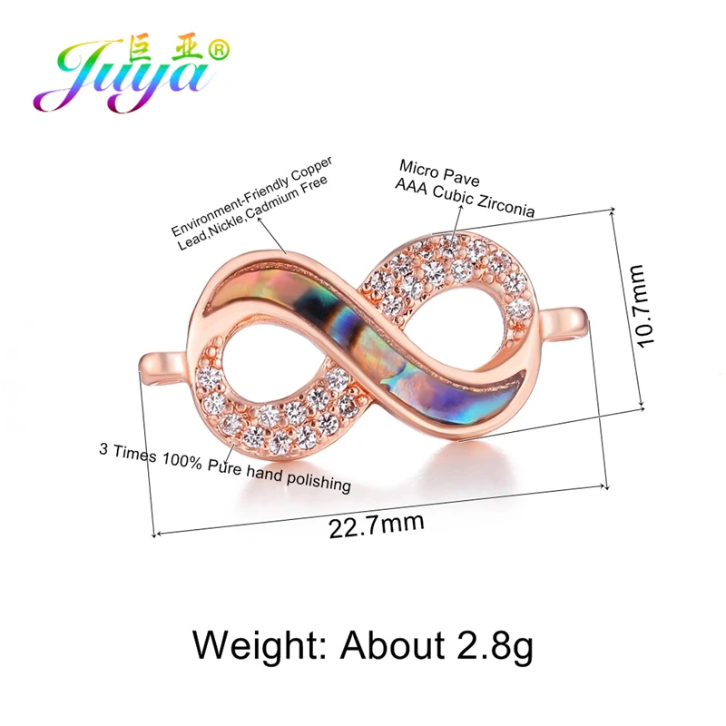 Juya DIY Pendant Jewelry Accessories Supplies Micro Pave Zircon Infinity Connector Charms For Handmade Necklace Bracelets Making