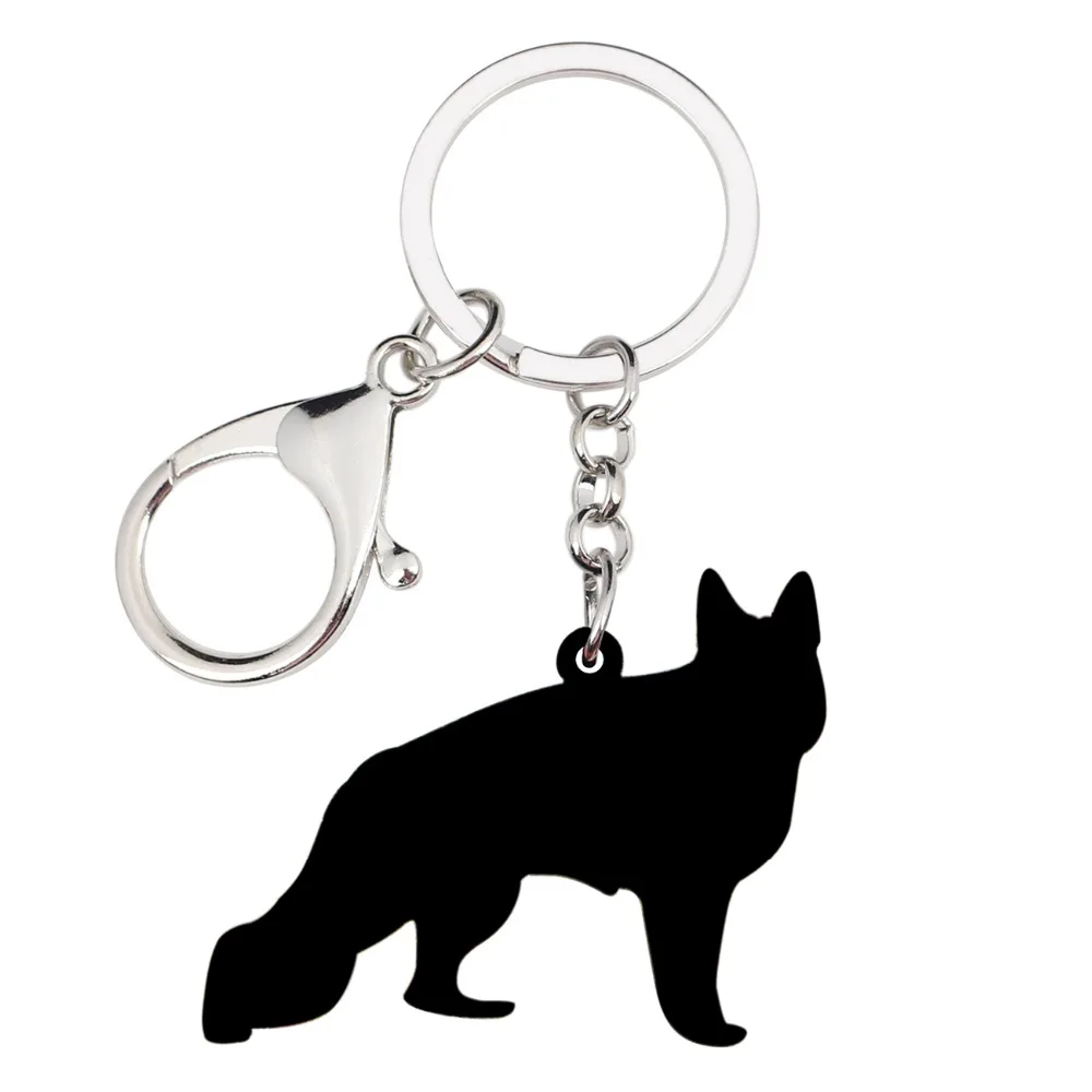 Bonsny Acrylic German Shepherd Dog Key Chain Keychain Ring Fashion Animal Jewelry For Women Girls Pet Lovers Car Bag Charms Gift