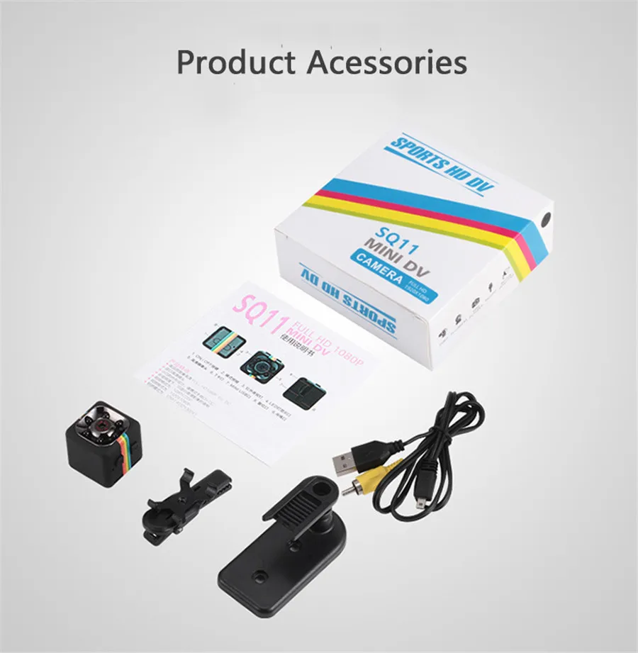 SQ11 เดิมกล้องวิดีโอ Full HD 1080 จุดมินิกีฬากล้องบันทึกวิดีโอหมวกกันน็อก Secret Action เว็บแคม Micro Cam กล้องวงจรปิด espia