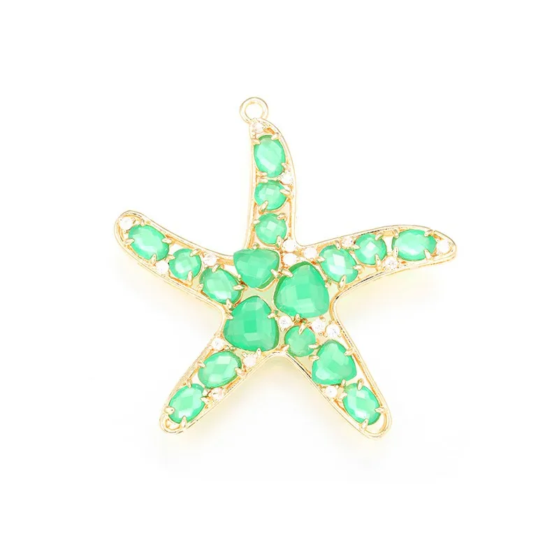 ZHUKOU 52x54mm fashion Crystal starfish pendant for women Handmade Necklace Earrings Making Accessories model:VD417