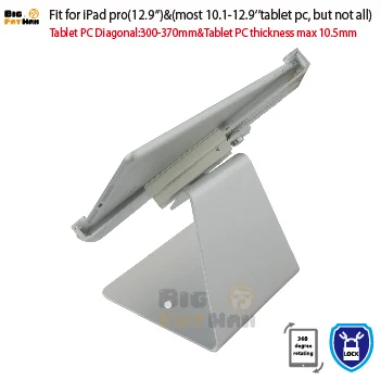 Suporte universal de segurança para tablet, suporte de montagem antifurto, 10.1-12.9 polegadas