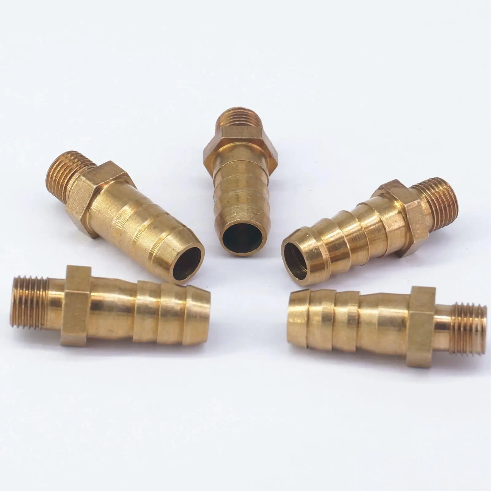 Lote de 5 mangueras de lengüeta I/D, 10mm x m10x1 mm, rosca macho métrica, acoplador de latón, empalmador, Conector de ajuste para combustible, Gas y agua