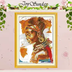 The African Woman Patterns Counted Cross Stitch Set DIY 11CT 14CT 16CT Stamped DMC Cross-stitch Kit Embroidery Needlework Crafts